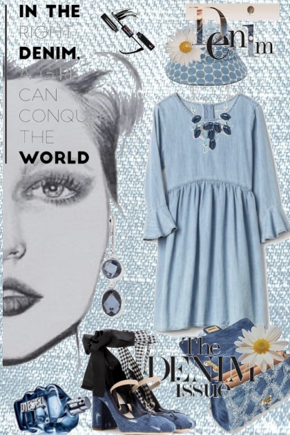 Denim blue dress- Modna kombinacija