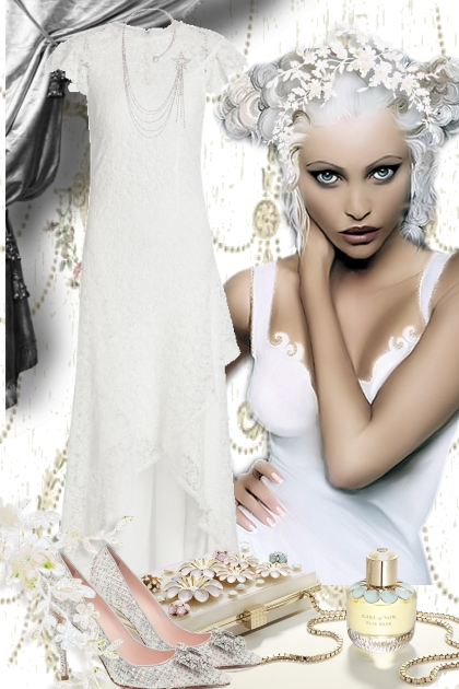 Hvit blondekjole 20- Combinazione di moda