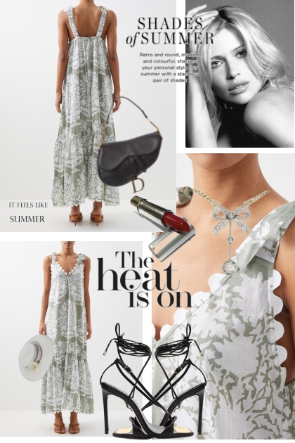 Beige/hvit kjole med mønster- Combinaciónde moda