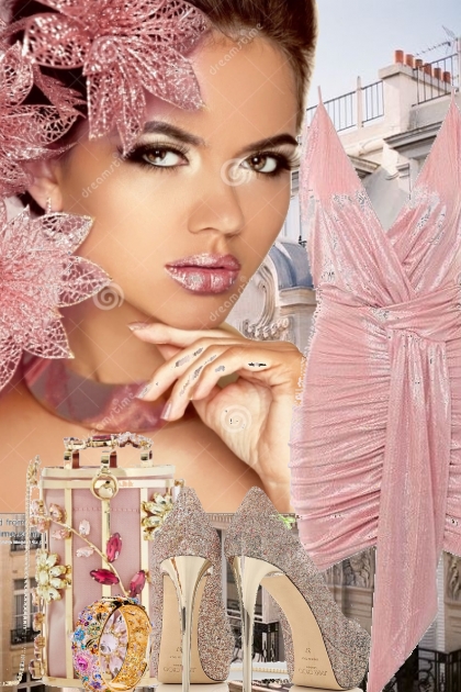 Rosa kjole og gullsko- Modna kombinacija