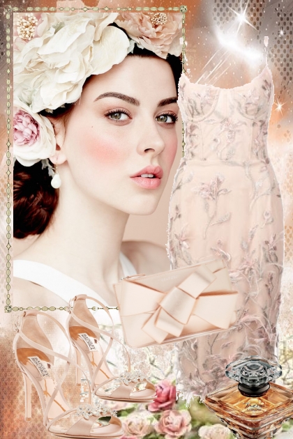 Rosa blondekjole med blomster- Fashion set