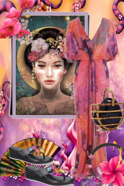 Rosa-lilla kimono- Fashion set