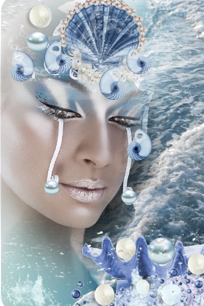 Havfrue med skjell og perler- Modekombination