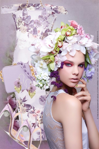 Lys lilla kjole med blomster- Модное сочетание