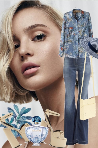 Jeans og blå skjorte- Combinaciónde moda