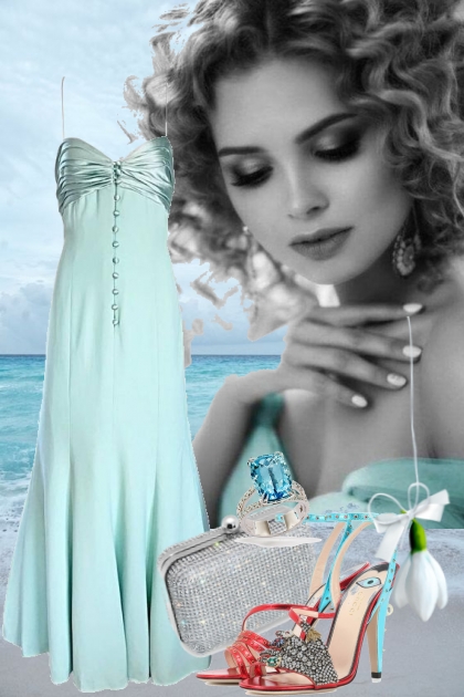 Lys blå sid kjole 15- Модное сочетание