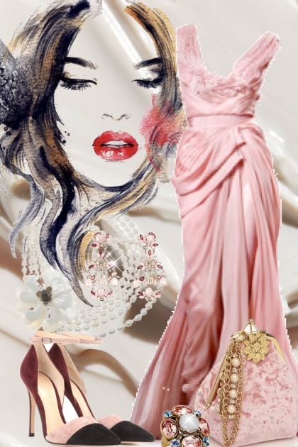 Rosa sid kjole 75- Combinaciónde moda