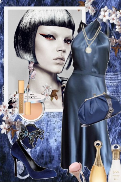 Blå silkekjole 3- Fashion set