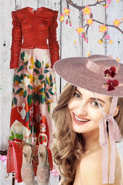 Rosa blomstret bukse og bluse- Modna kombinacija