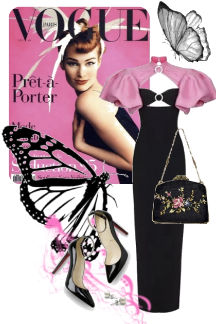 Sort kjole med rosa topp 2- Combinaciónde moda