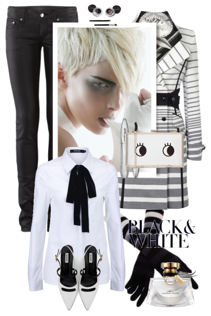 Antrekk i hvitt og sort- Modekombination