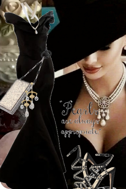 Sid sort kjole og tilbehør med perler- Модное сочетание