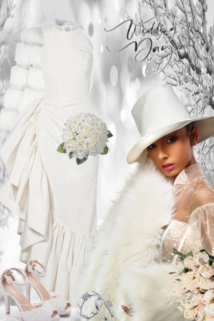 Brudekjole og pels- Combinazione di moda