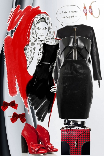 Sort skinnkjole og sort jakke- Modekombination