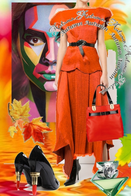 Oransje kjole 65- combinação de moda