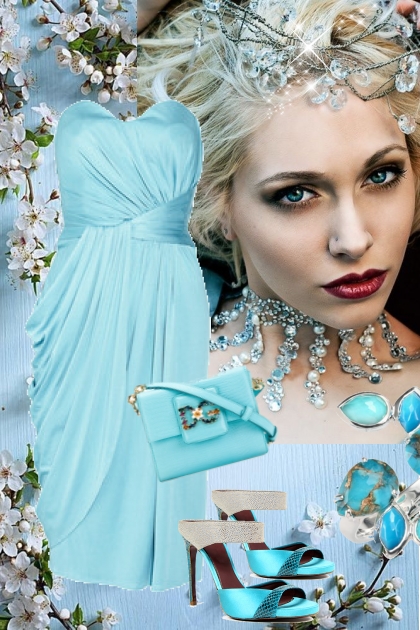 Lys blå kjole 0035- Modekombination