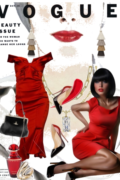 Rød kjole 239- combinação de moda