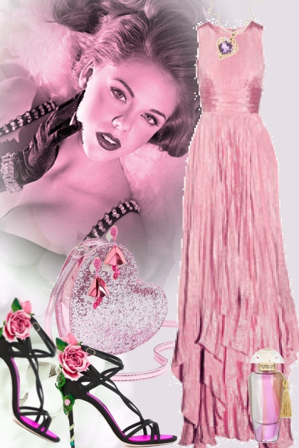 Rosa sid kjole 0005- Modna kombinacija