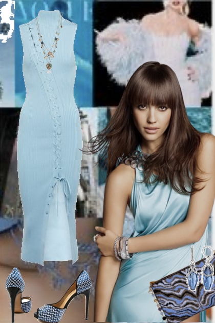 Lys blå kjole 3087- Fashion set