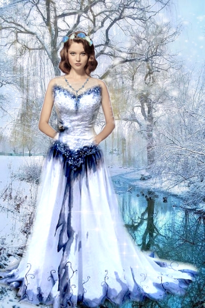 Hvit/blå kjole 493- Modna kombinacija