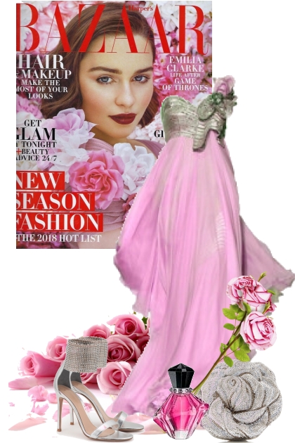 Sid kjole i rosa/sølv 2035- Combinaciónde moda