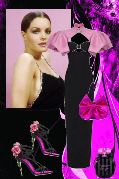 Sort-rosa kjole 33098- Модное сочетание
