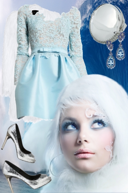 Lys blå kjole med blonder 00344- Modna kombinacija