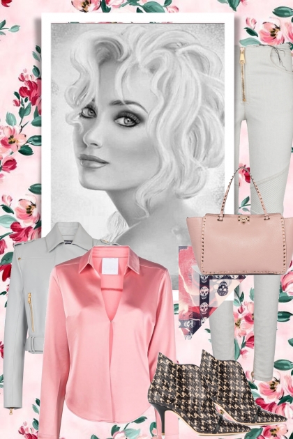Grått og rosa antrekk 6998- Модное сочетание