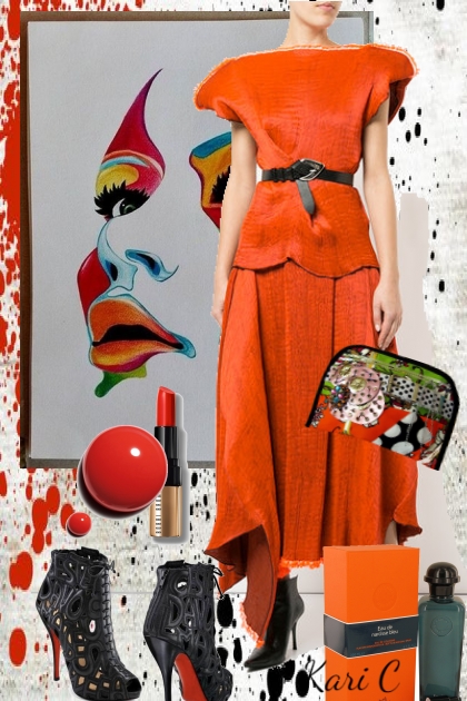 Oransje kjole 5654- Modekombination