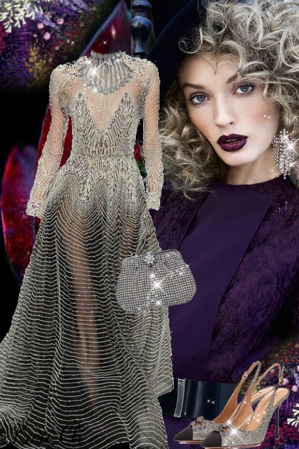 Grå kjole med sølv 123- Modna kombinacija