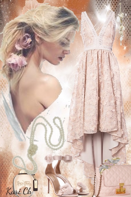 Rosa kjole med blonder 786
