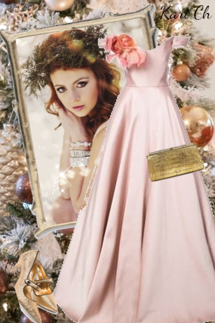 Rosa kjole med blomst 110- Modna kombinacija