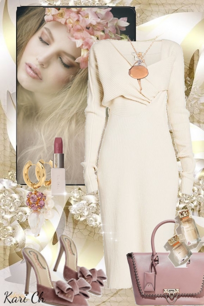 Hvit kjole og rosa sko 229- Modna kombinacija