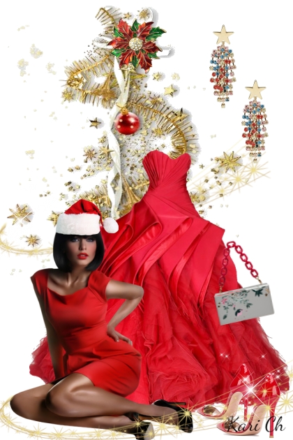 Rød kjole 9227- Модное сочетание