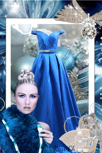 Blå sid kjole 5666- Fashion set
