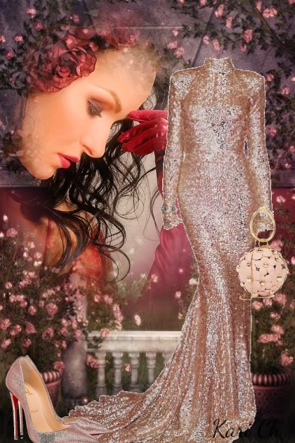 Lys rosa  metallic kjole 229- コーディネート