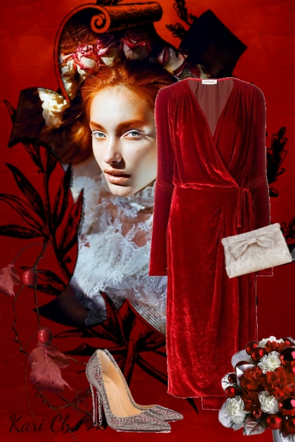 Mørk rød kjole 445- Fashion set