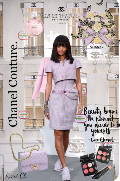 Lilla Chanel kjole - Modna kombinacija