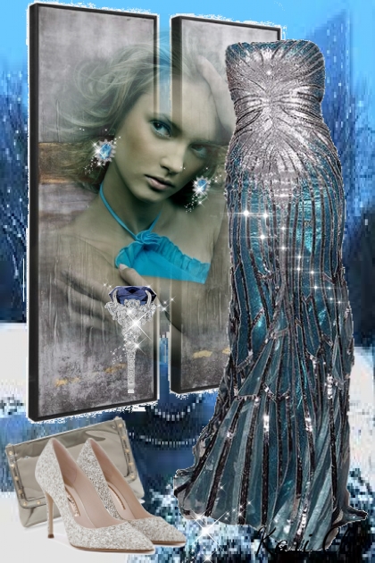 Blå metallic kjole 771- コーディネート