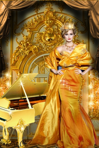 Dame i gul kjole 33- Combinazione di moda