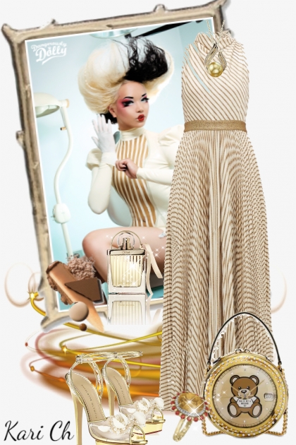 Smalstripet kjole 4449- Combinaciónde moda