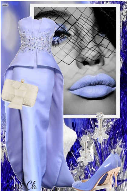 Lys blå sid kjole 820097- Modekombination