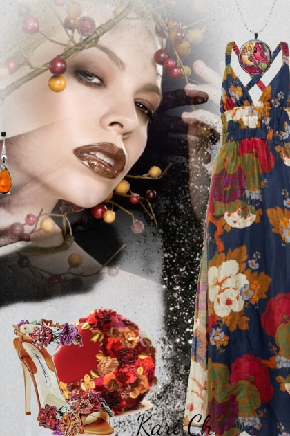 Sid kjole med blomster 20009- Модное сочетание