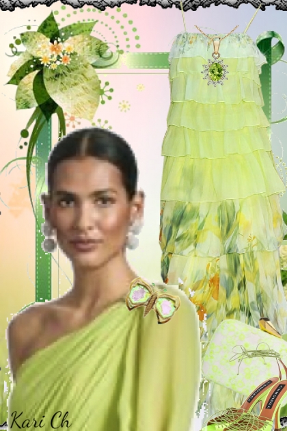 Lys grønn sid kjole 5512- Fashion set
