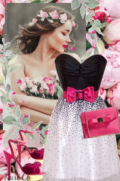Tofarget kjole med rosa belte 27- Модное сочетание