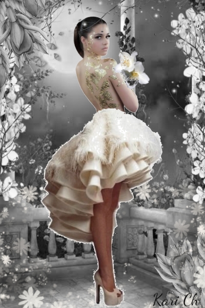 Jente med hvite blomster - Fashion set