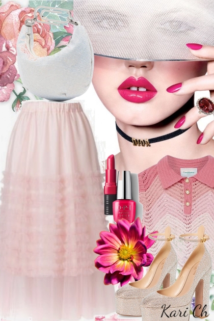 Lys rosa tyllskjørt og topp 3-4- Модное сочетание