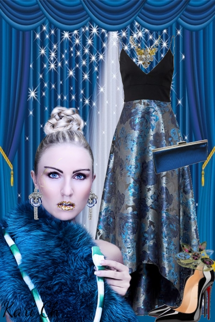 Blå sid kjole 6-4- Combinaciónde moda