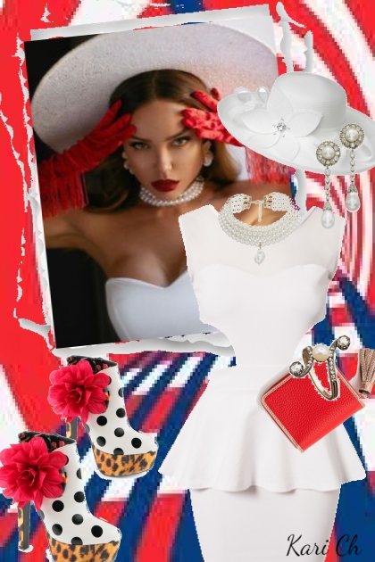 Hvit kjole og hatt 8-4- Модное сочетание