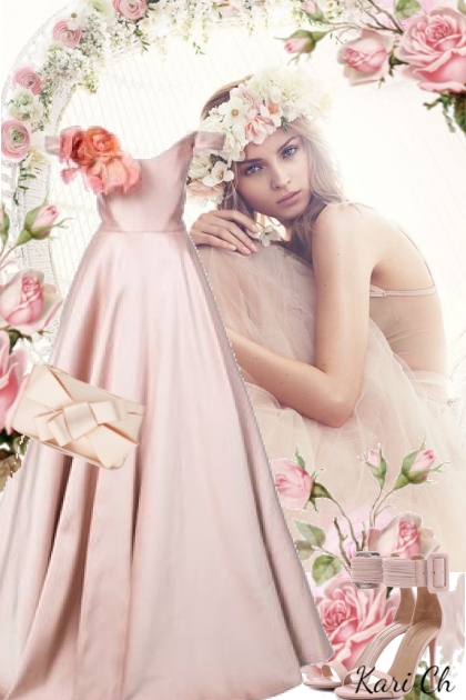 Rosa sid kjole 10-4- combinação de moda